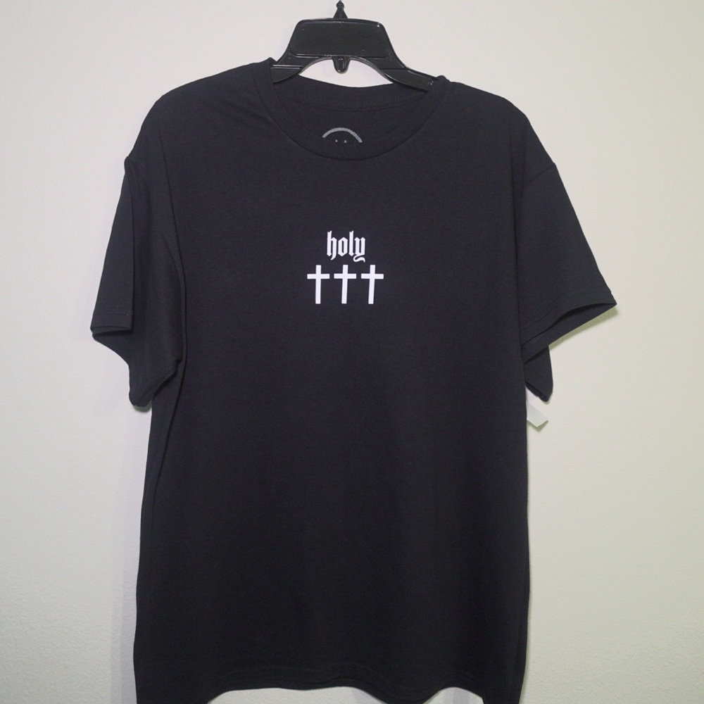 Men’s Black Graphic T-Shirt | Psalms 23:4 (size large).